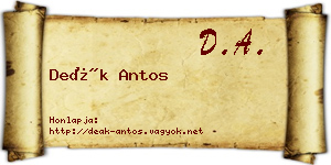 Deák Antos névjegykártya